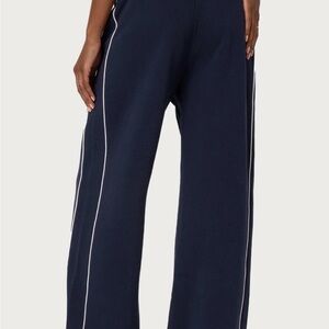 Edikted Navy Wide-Leg Pants with White Trim